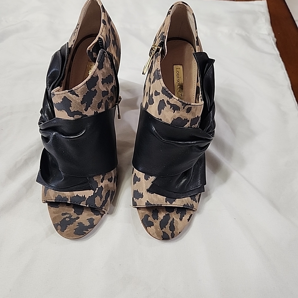 Louise Et Cie Leopard Print Heels with Black Bow